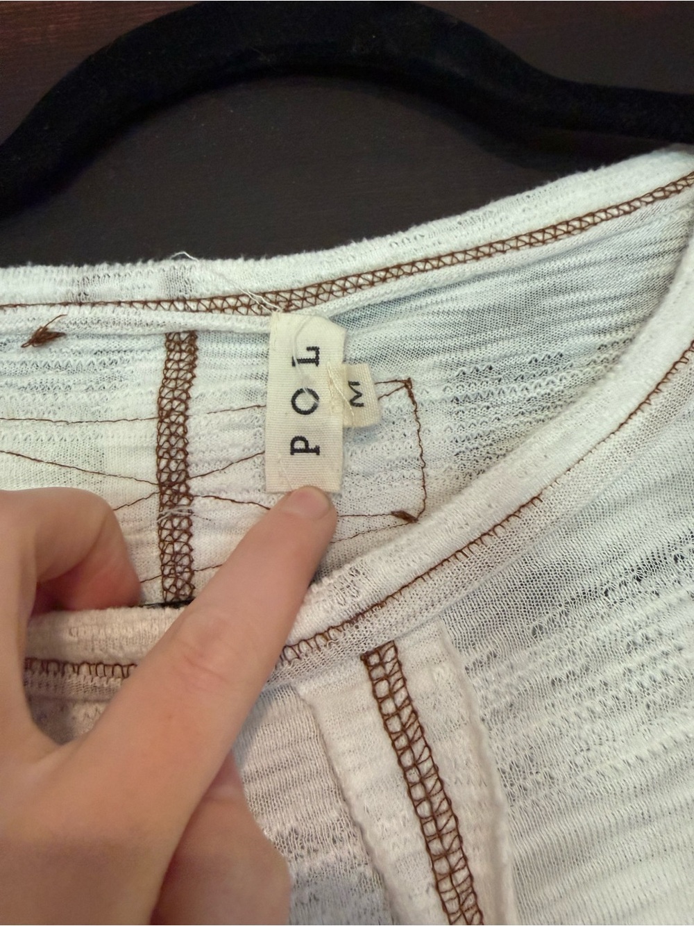Boho Raw-Edge Long Sleeve Top in Ivory - Picture 3 of 3